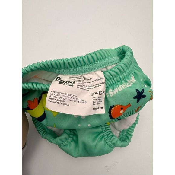 Aqua Leisure Reusable Swim Diaper Baby Medium Green 100% Polyester Outdoor - Picture 2 of 2